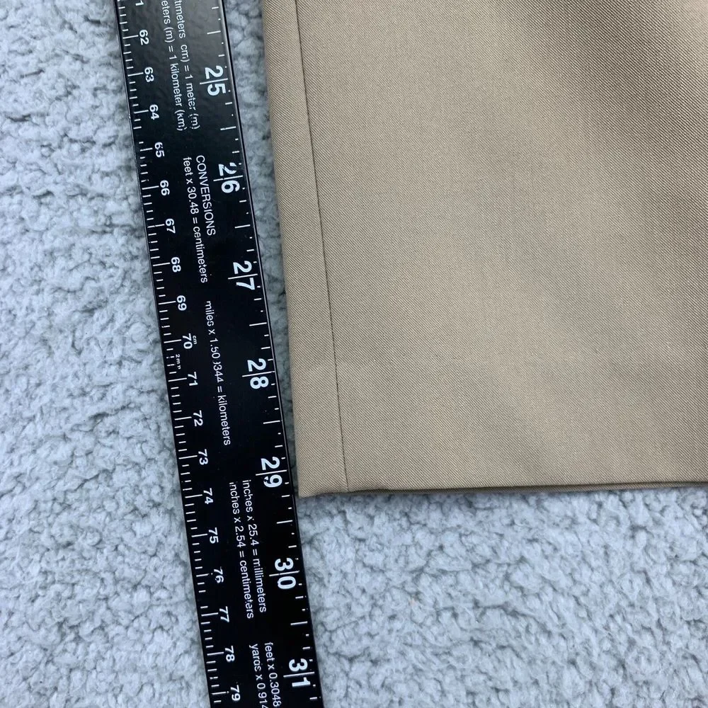 Van Heusen Pants Mens Size 36 Tan Mid-Rise Slash Pocket Straight Leg Stretch‎